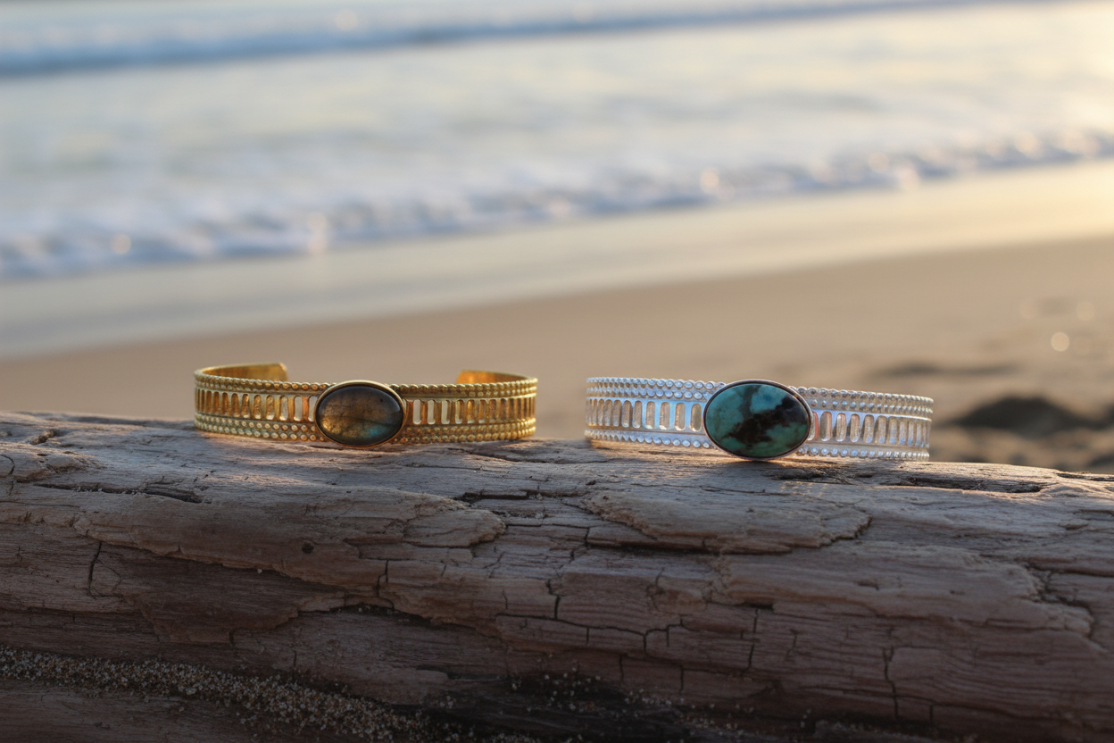 Bracelets Labradorite & Jaspe - Bois Flotté Simple
